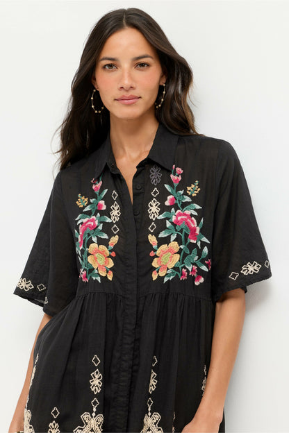 FLUTTER SLEEVE SHIRT DRESS - Johnny Was Featured