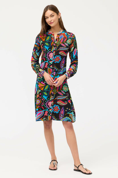 MANDARIN COLLAR SHIRT DRESS - Johnny Was Featured