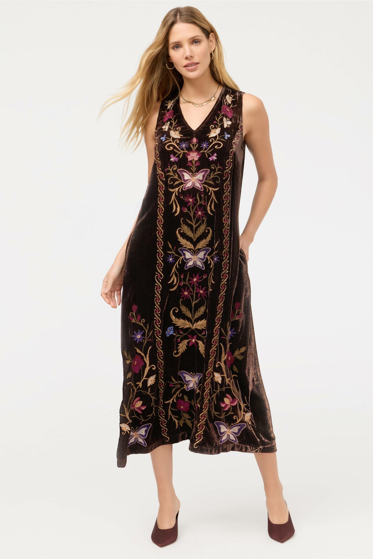 VELVET V-NECK TANK DRESS - Johnny Was New