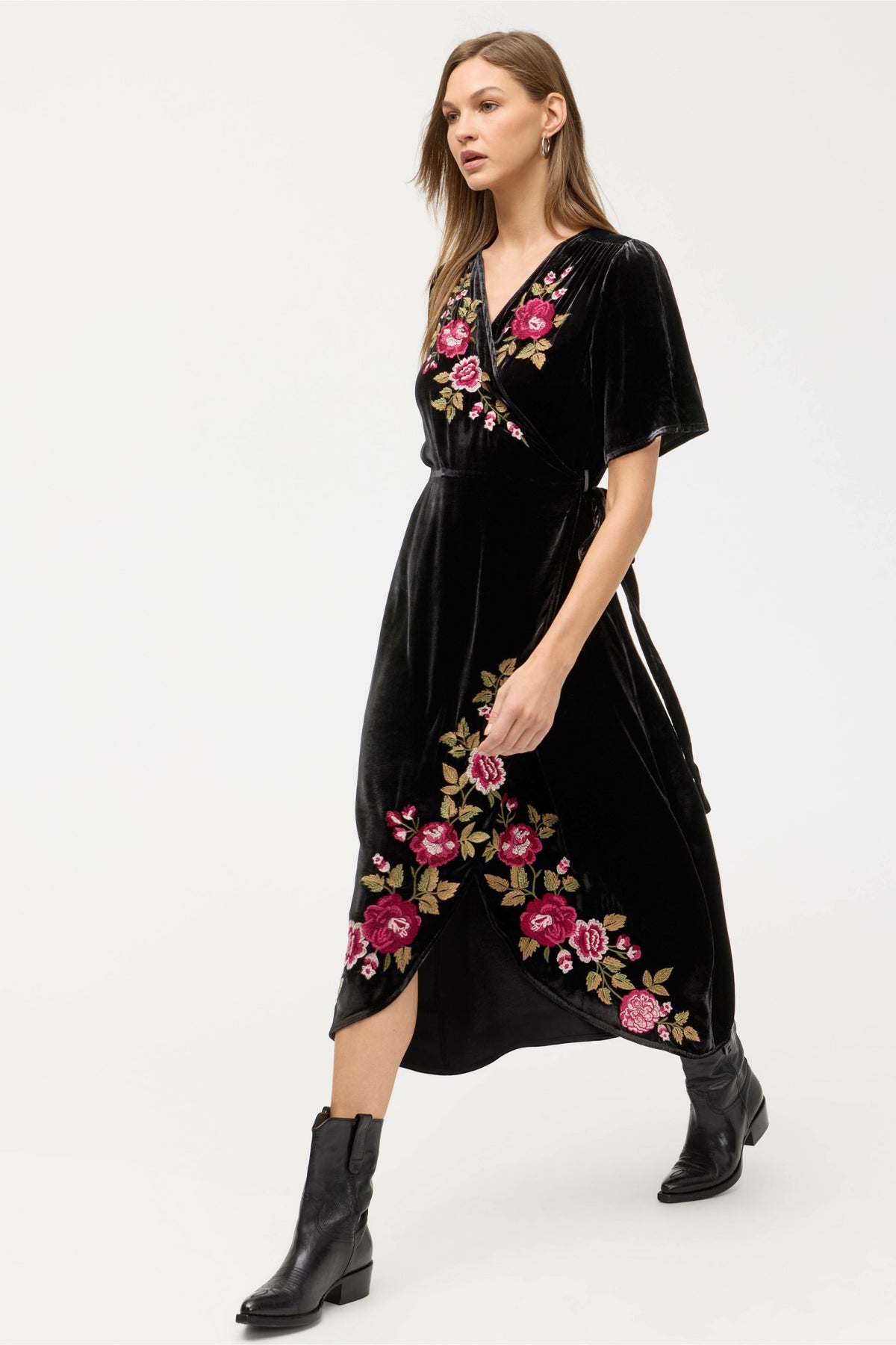 MEHDI VELVET WRAP DRESS - Johnny Was Featured