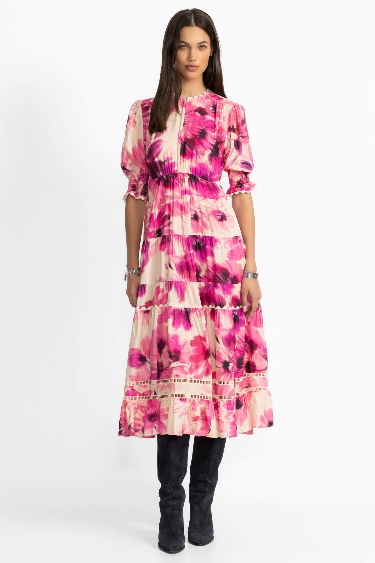 DAPHNE TEA LENGTH DRESS - Johnny Was Trending