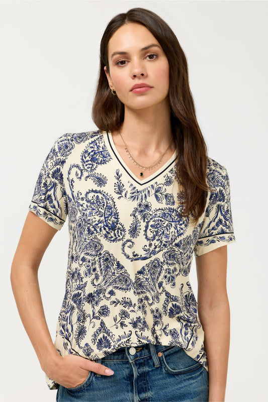 The Janie Favorite Short Sleeve V-Neck Swing Tee - Johnny Was Best Seller