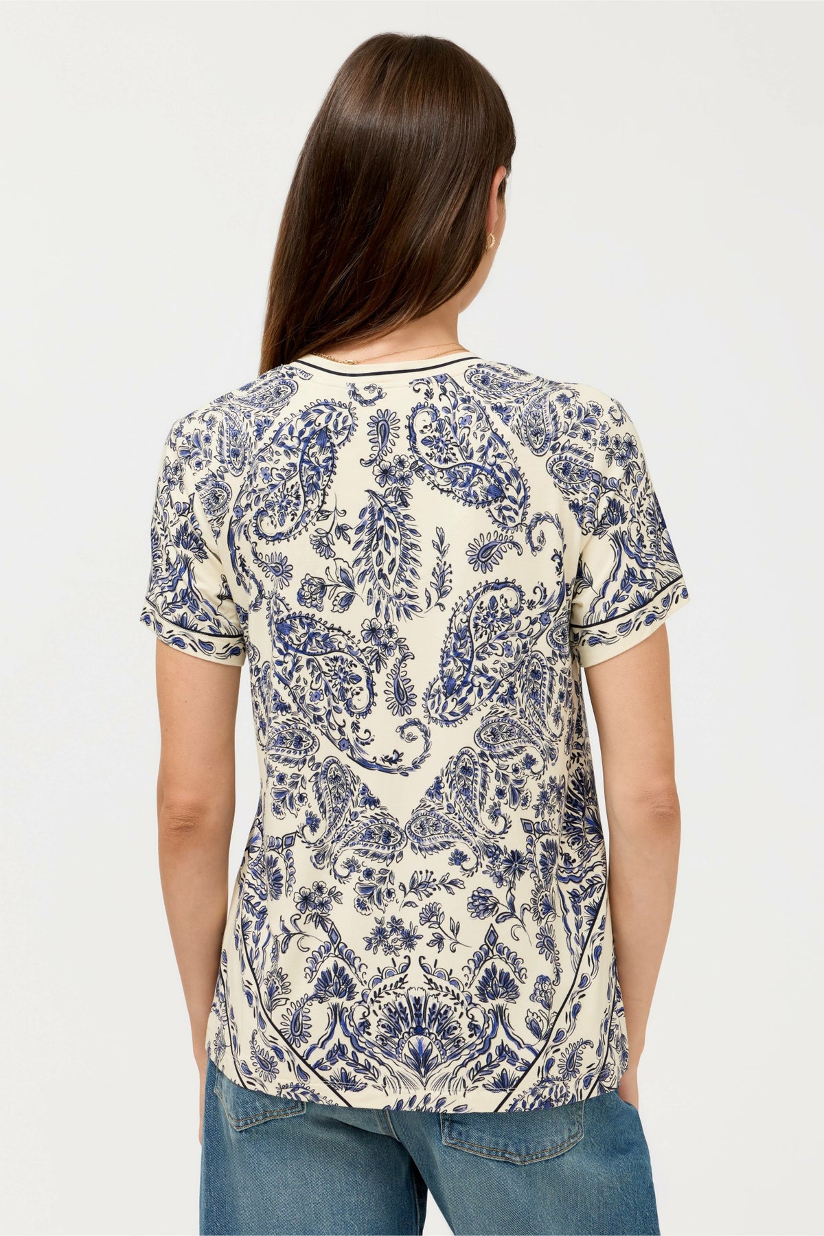 The Janie Favorite Short Sleeve V-Neck Swing Tee - Johnny Was Best Seller