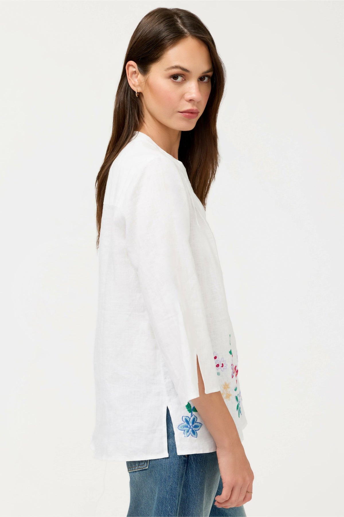 SLOANE V-NECK LINEN BLOUSE - Johnny Was Recommended
