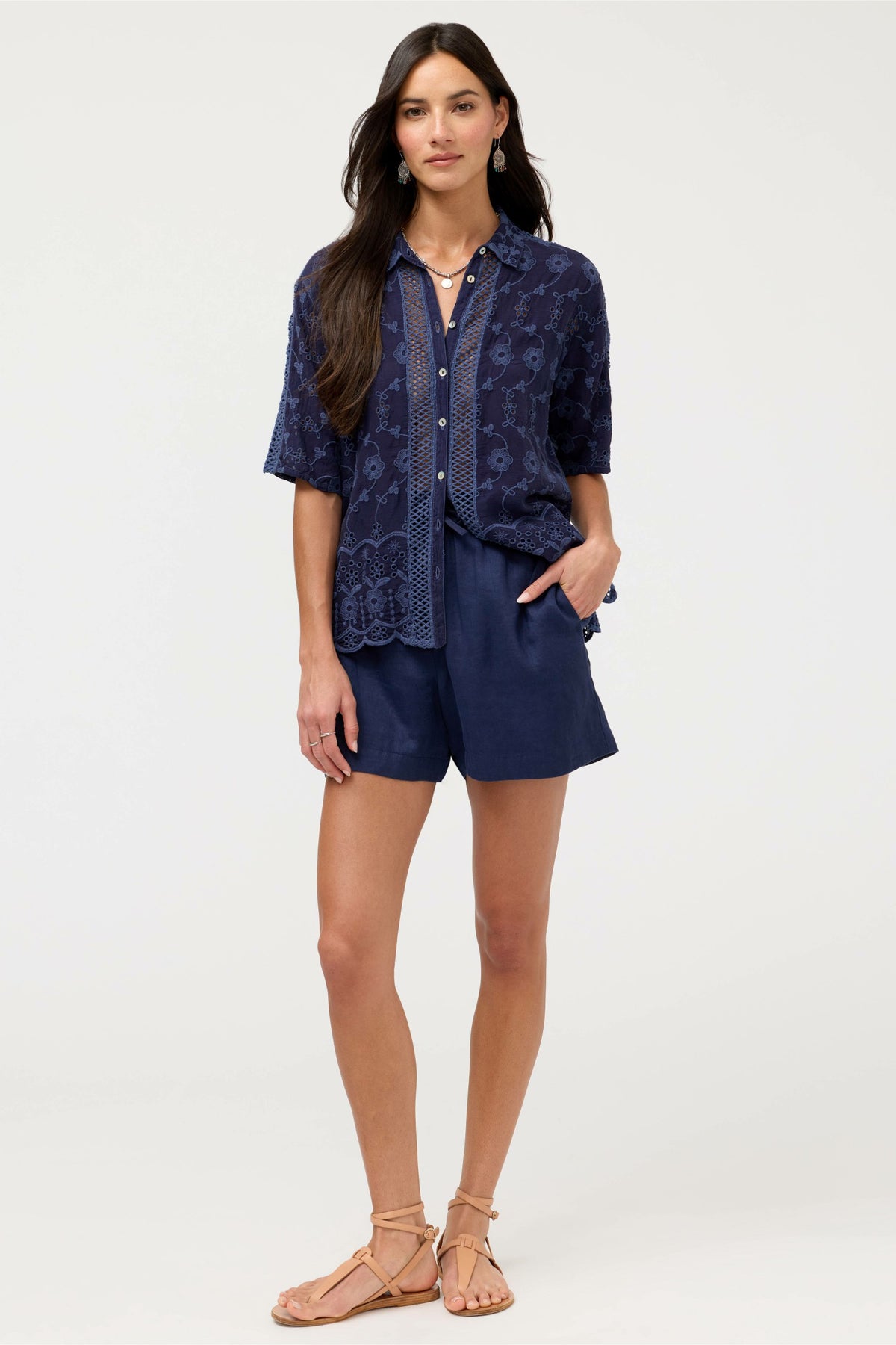 DEENA BUTTON DOWN TOP - Johnny Was Signature
