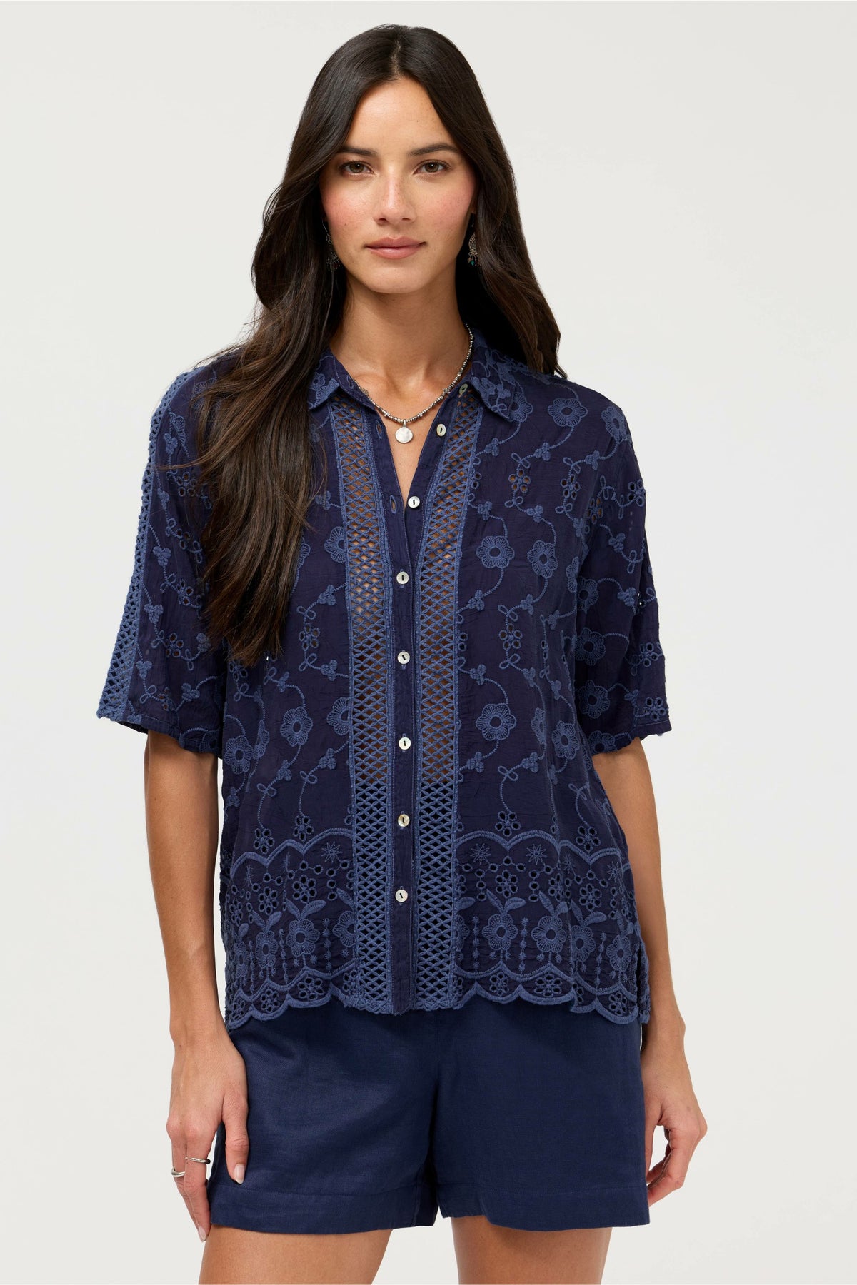 DEENA BUTTON DOWN TOP - Johnny Was Signature