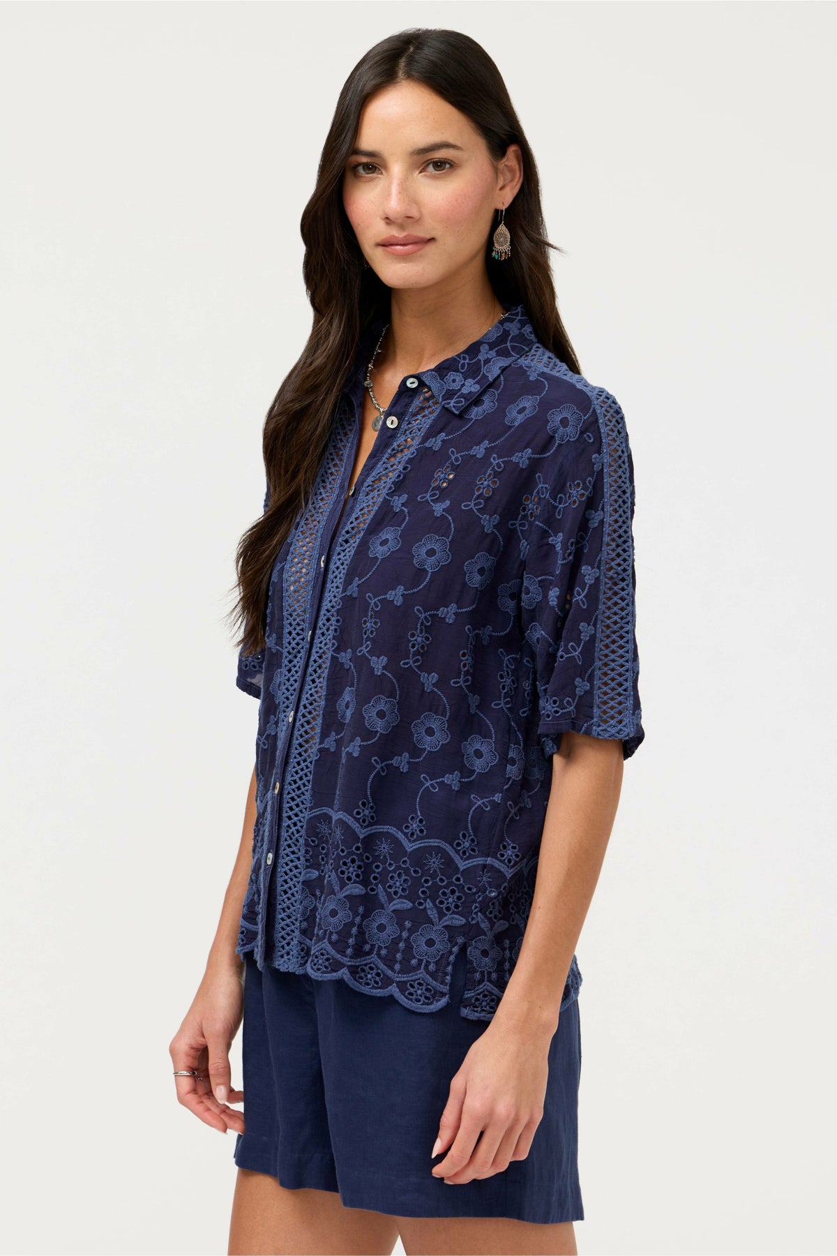 DEENA BUTTON DOWN TOP - Johnny Was Signature