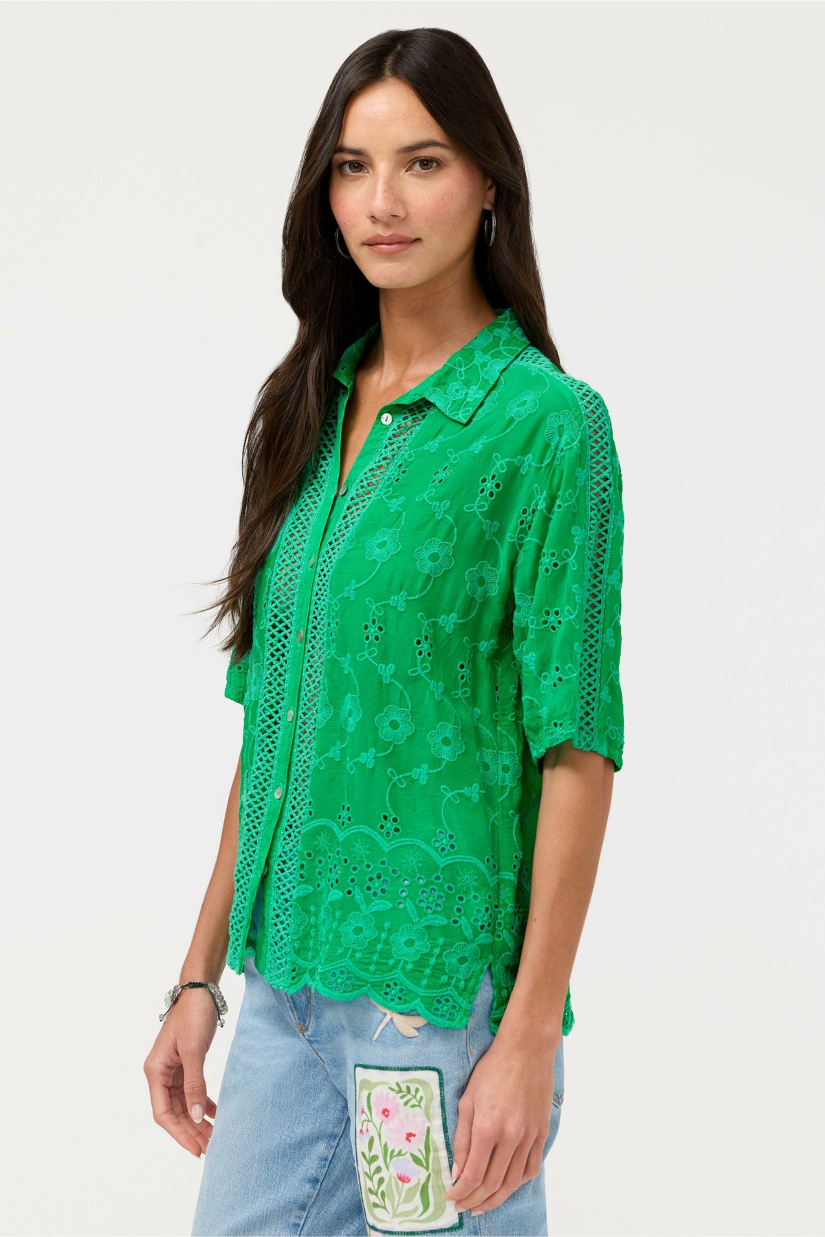 DEENA BUTTON DOWN TOP - Johnny Was New