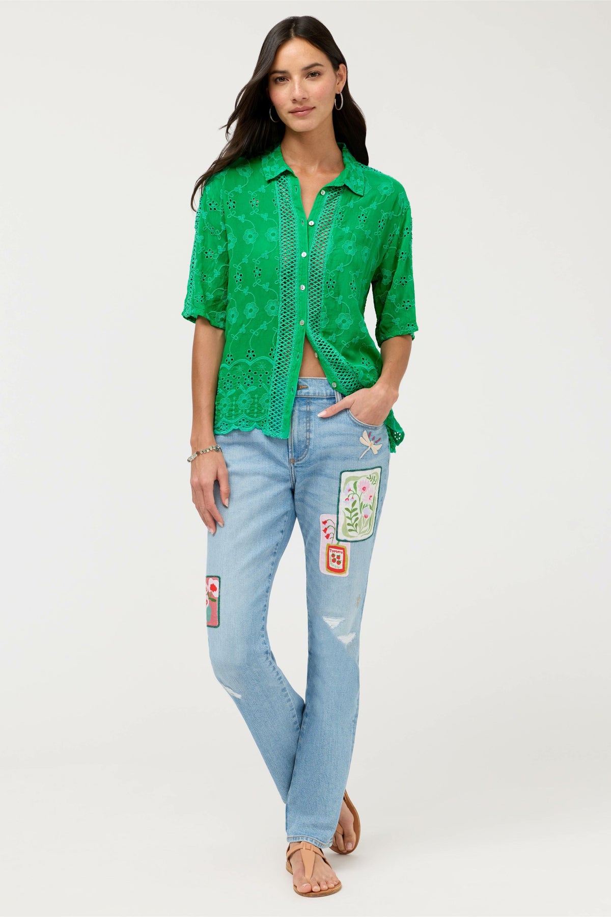 DEENA BUTTON DOWN TOP - Johnny Was New