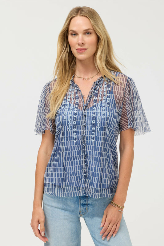 LEANDRA MESH BLOUSE - Johnny Was Trending