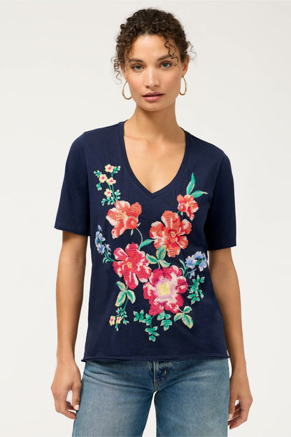 CELIORA RAW HEM V-NECK TEE - Johnny Was Recommended