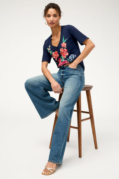CELIORA RAW HEM V-NECK TEE - Johnny Was Recommended
