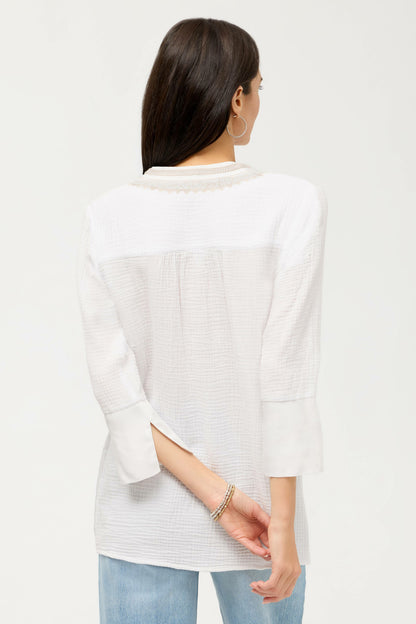 CUPRA GAUZE HENLEY TOP - Johnny Was Best Seller