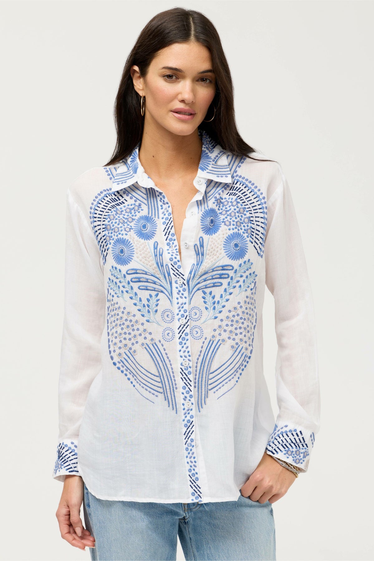RELAXED BUTTON DOWN SHIRT - Johnny Was Exclusive