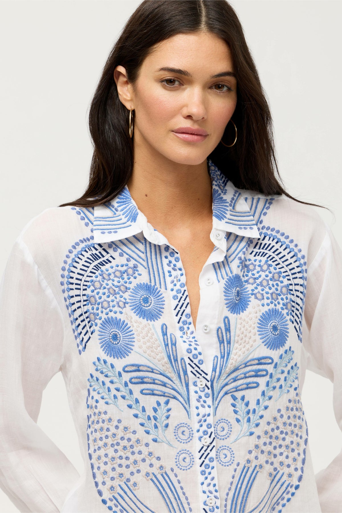 RELAXED BUTTON DOWN SHIRT - Johnny Was Exclusive