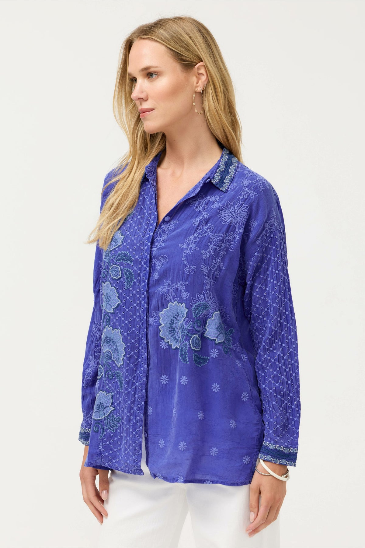 SLIM AUDREY BUTTON DOWN TUNIC - Johnny Was New