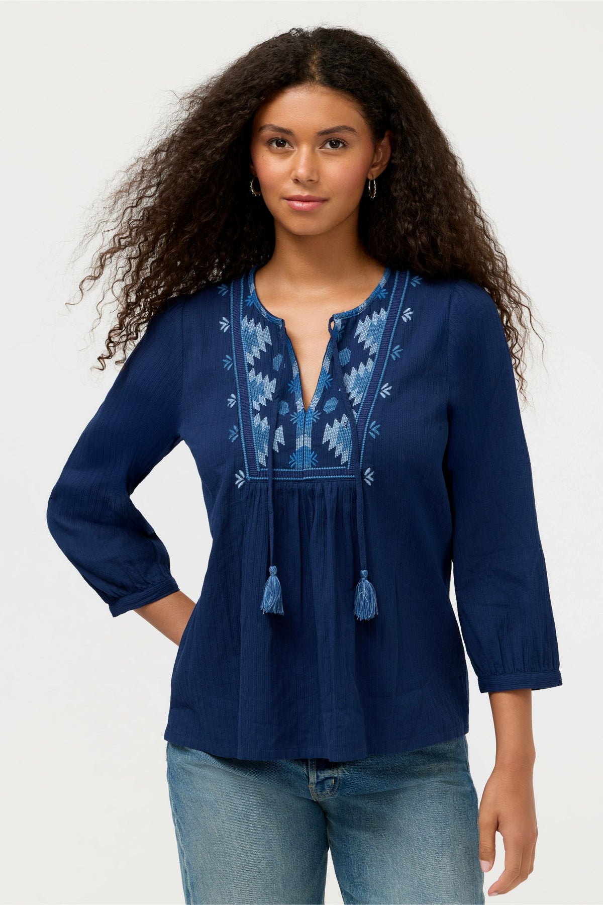 3/4 SLEEVE PRAIRIE BLOUSE - Johnny Was Popular
