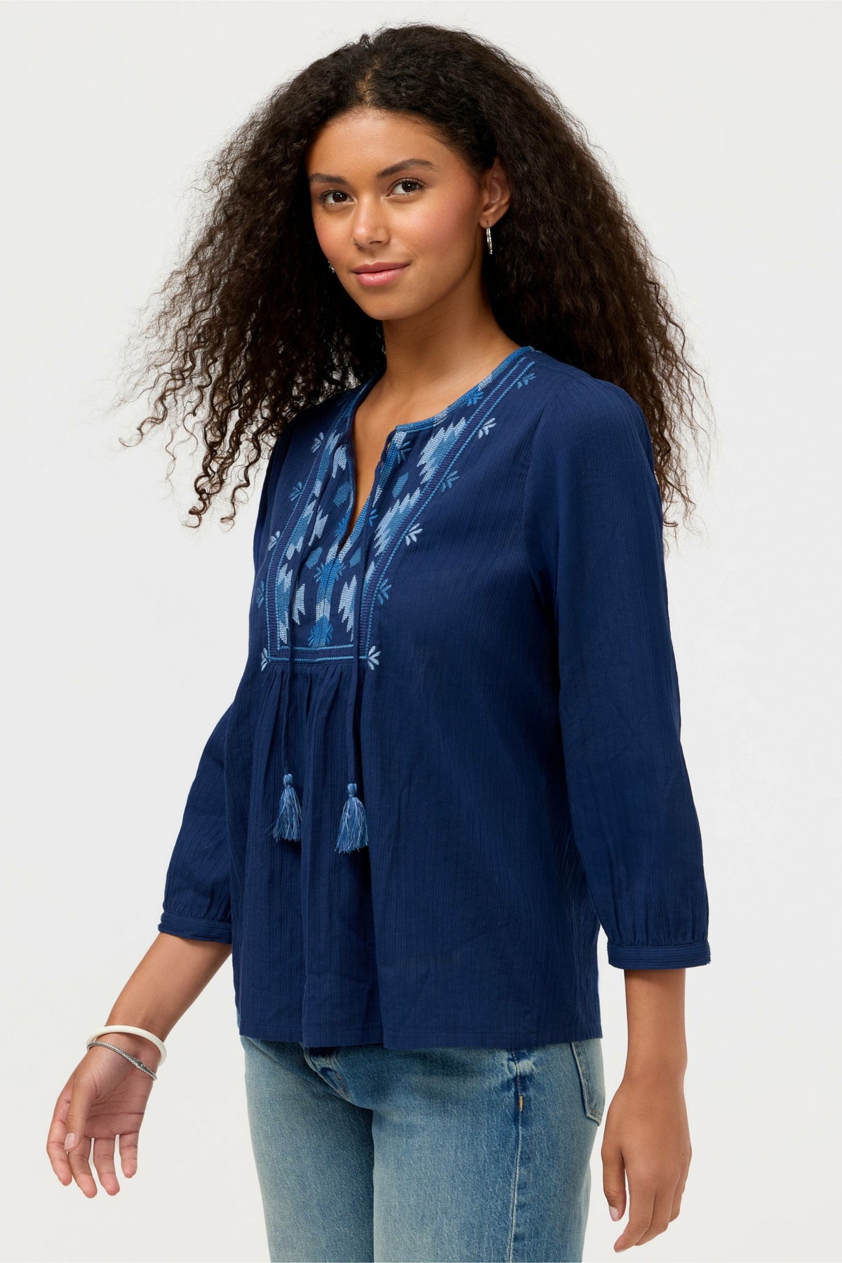 3/4 SLEEVE PRAIRIE BLOUSE - Johnny Was Popular