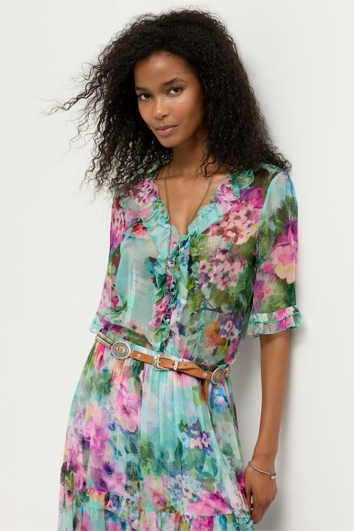 LORELEI RUFFLE BUTTON UP SHIRT - Johnny Was Best Seller