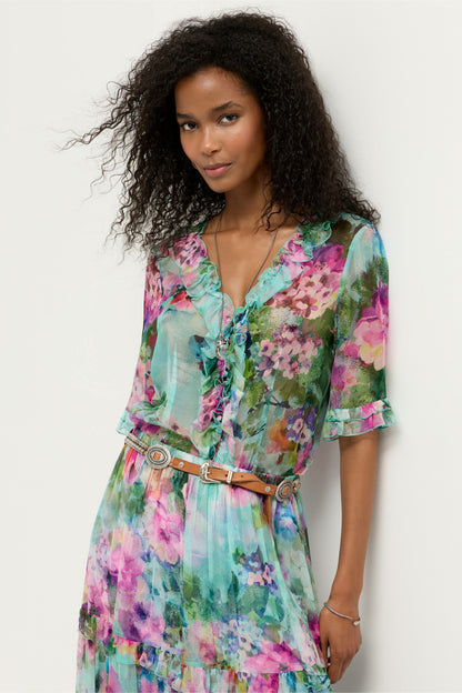 LORELEI RUFFLE BUTTON UP SHIRT - Johnny Was Best Seller