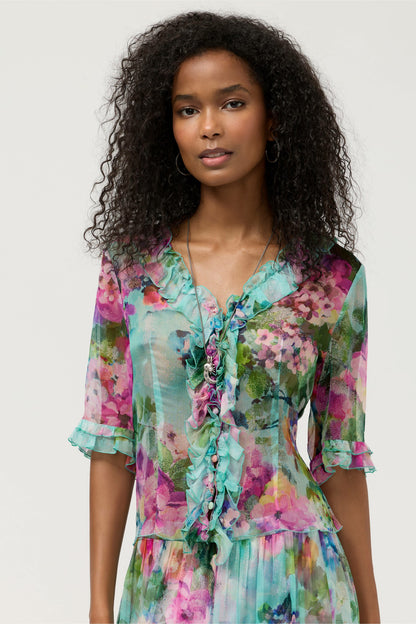 LORELEI RUFFLE BUTTON UP SHIRT - Johnny Was Best Seller