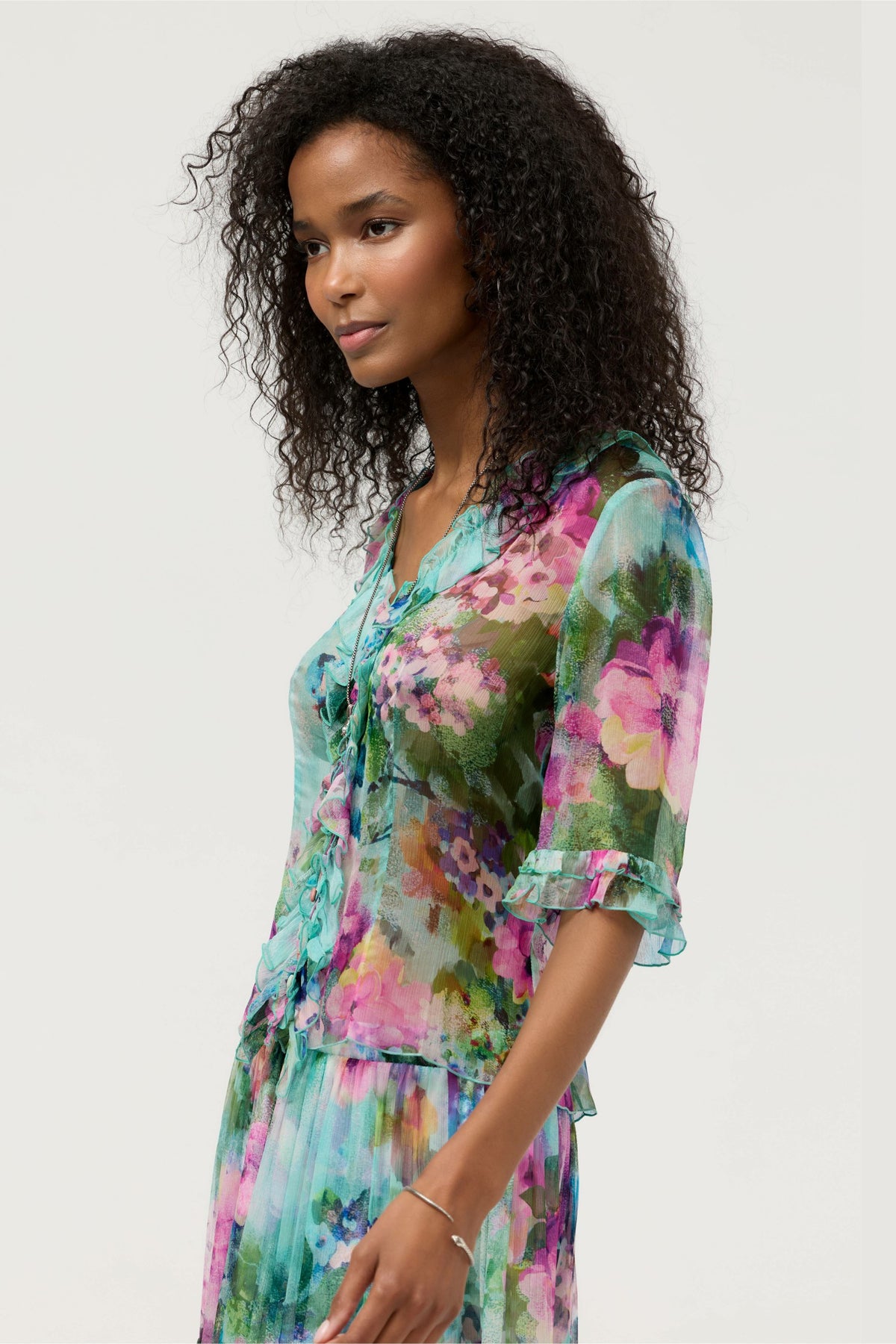 LORELEI RUFFLE BUTTON UP SHIRT - Johnny Was Best Seller