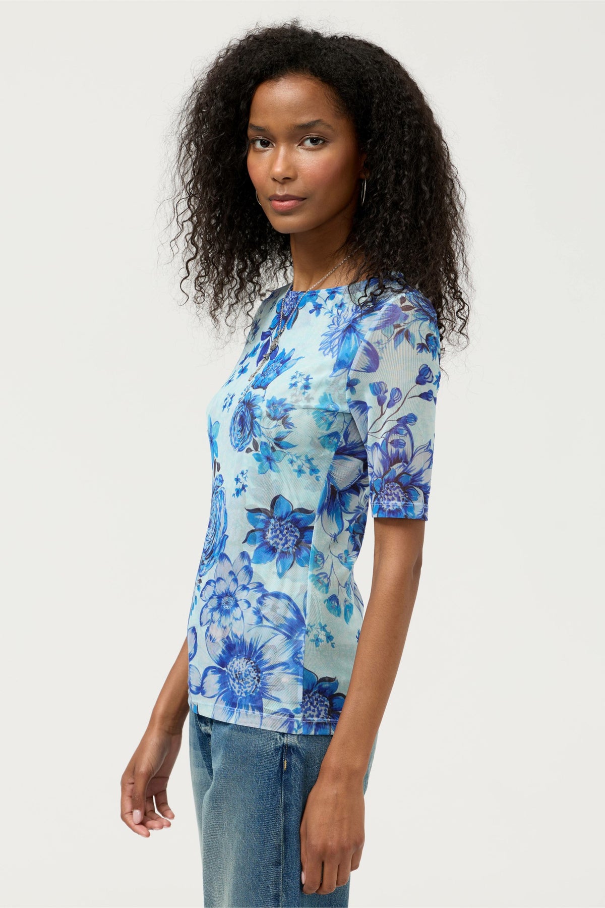ELBOW SLEEVE BOAT NECK MESH TOP - Johnny Was Recommended