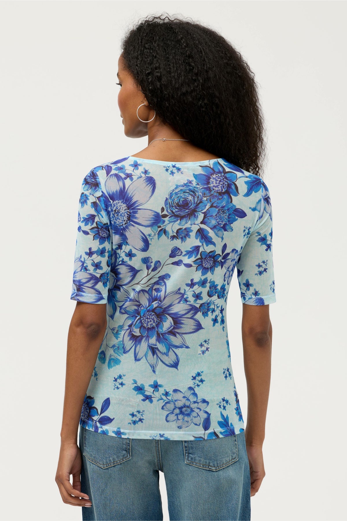 ELBOW SLEEVE BOAT NECK MESH TOP - Johnny Was Recommended