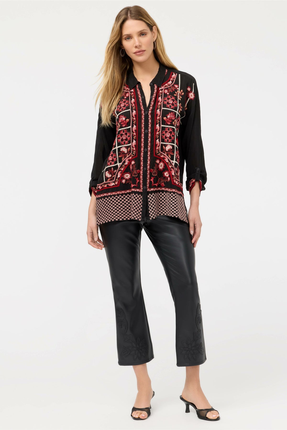 SLIM AUDREY COLLARED SHIRT - Johnny Was Signature
