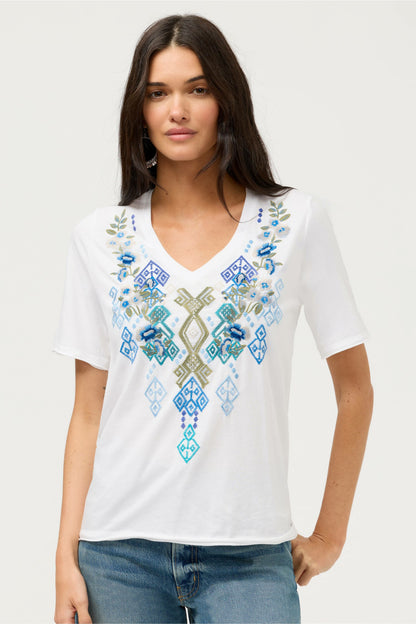 RAW HEM V-NECK TEE - Johnny Was Trending