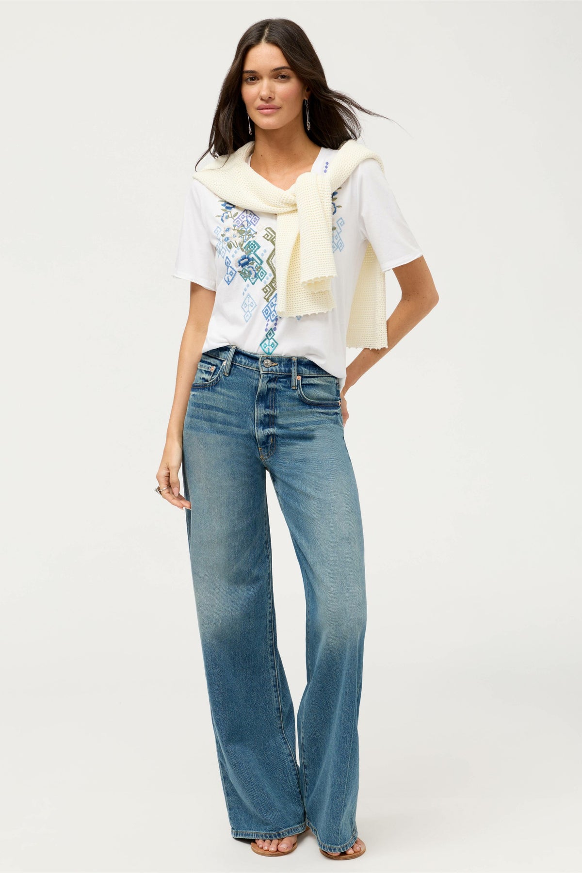 RAW HEM V-NECK TEE - Johnny Was Trending