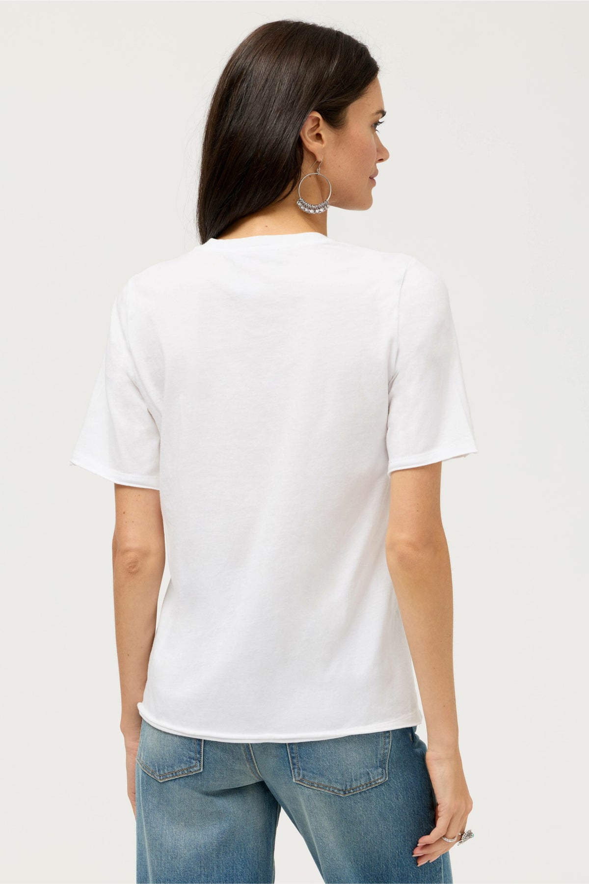 RAW HEM V-NECK TEE - Johnny Was Trending