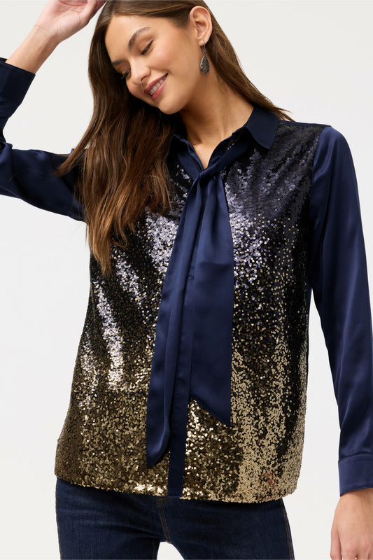 SELYA SEQUIN TIE SHIRT - Johnny Was Recommended