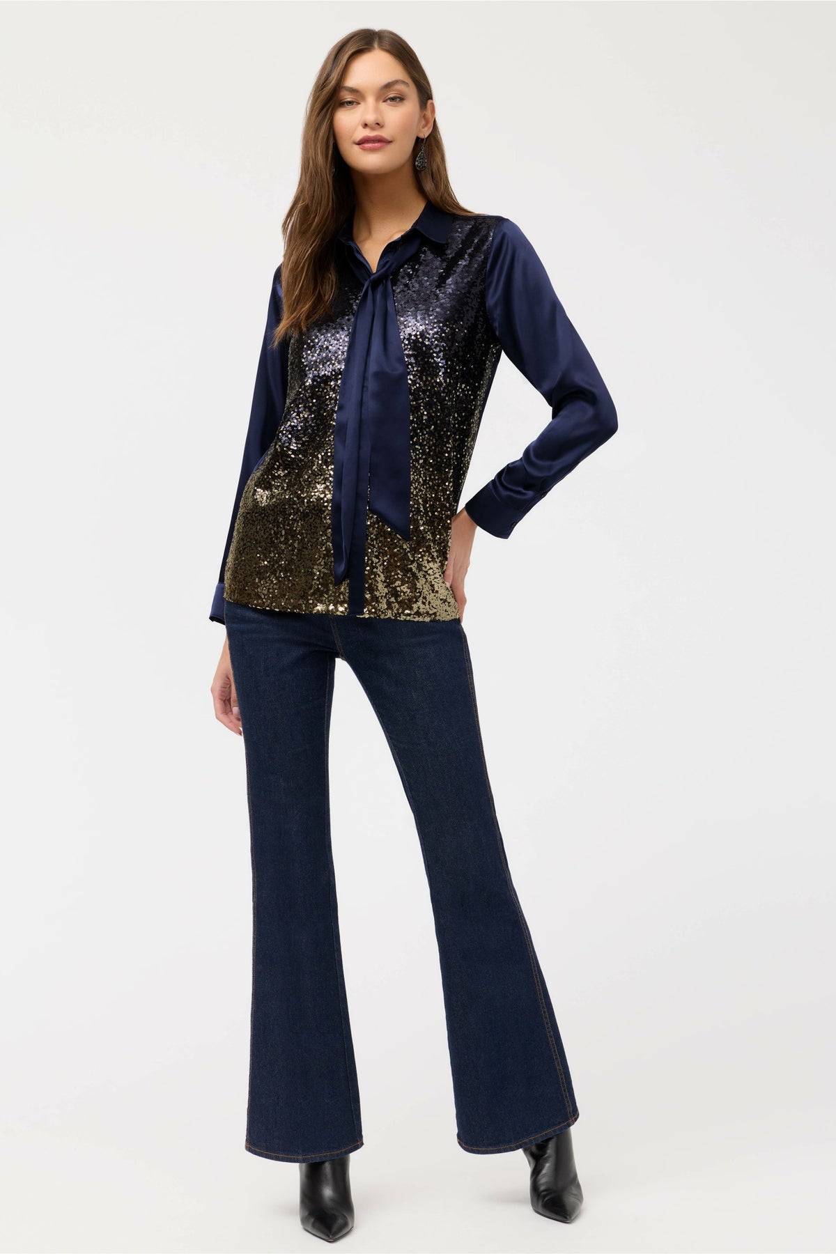 SELYA SEQUIN TIE SHIRT - Johnny Was Recommended