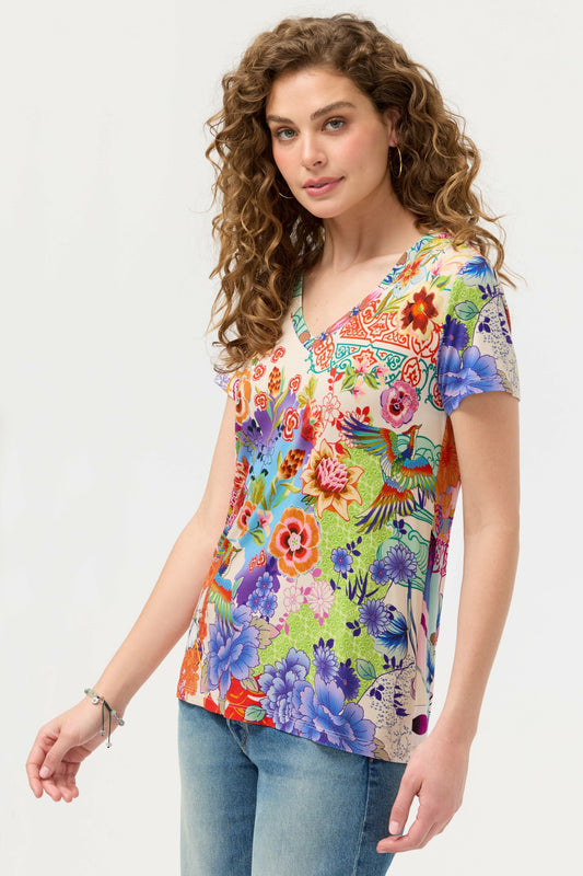 The Janie Favorite Short Sleeve V-Neck Tee - Johnny Was Exclusive