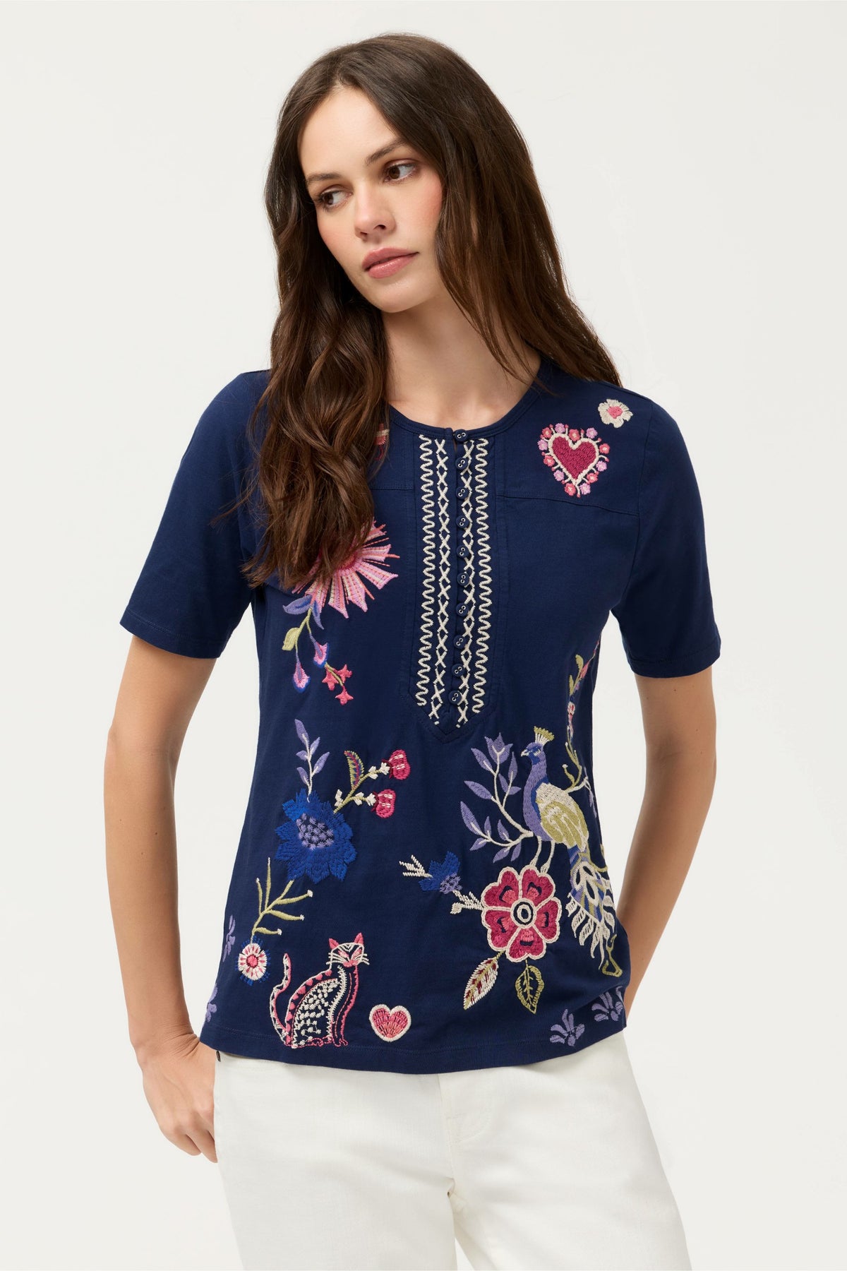 SHORT SLEEVE SEAMED TEE - Johnny Was Trending