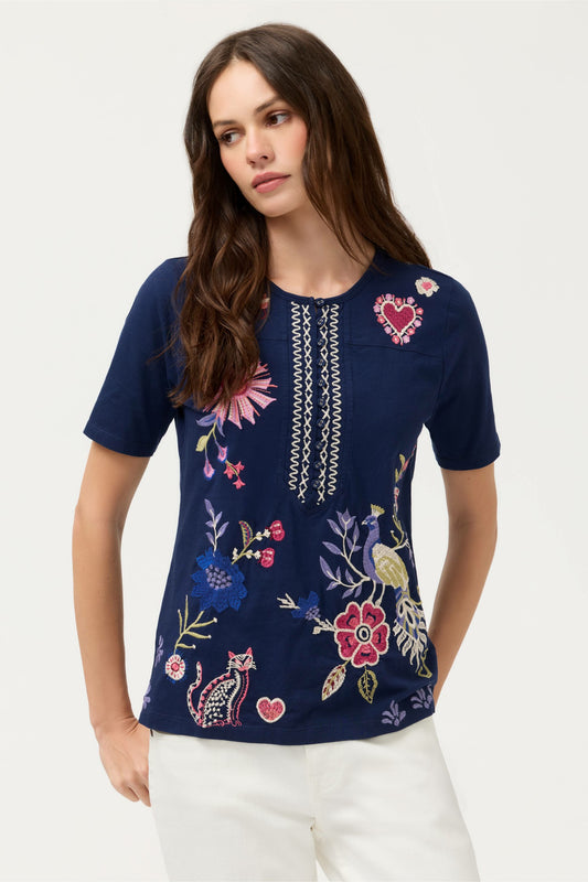 SHORT SLEEVE SEAMED TEE - Johnny Was Trending