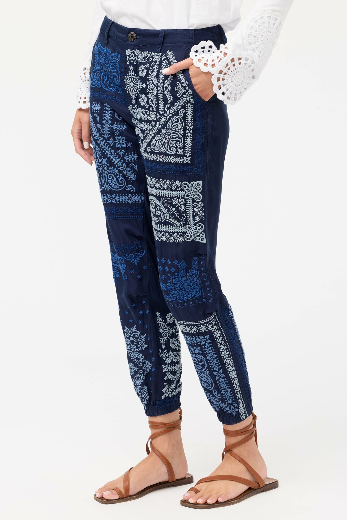 BANDANA EMBROIDERED PANT - Johnny Was Signature