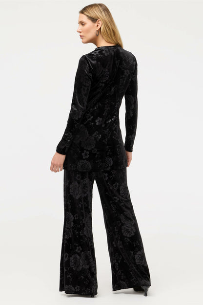 EMBOSSED STRETCH VELVET WIDE LEG PANT - Johnny Was Popular