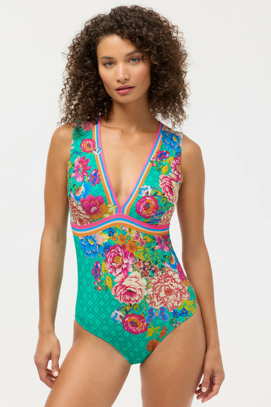 SWEETSPIRE SLEEVELESS V-NECK ONE PIECE - Johnny Was Featured