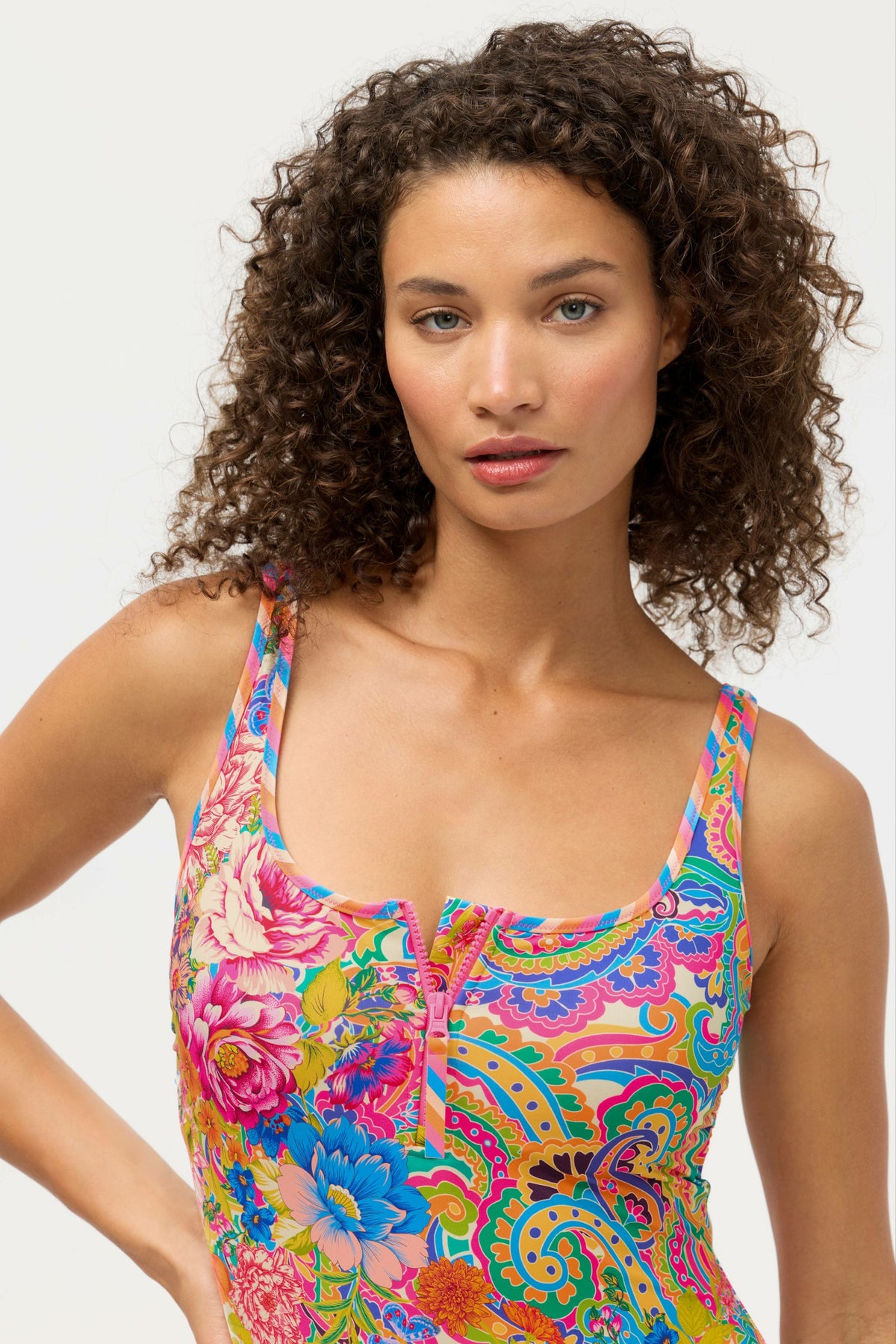 CRISPIRE ZIP TANK ONE PIECE - Johnny Was Popular