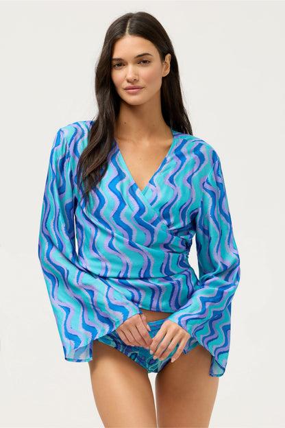 MULLA WAVE OPEN FRONT SHIRTIGAN - Johnny Was Featured