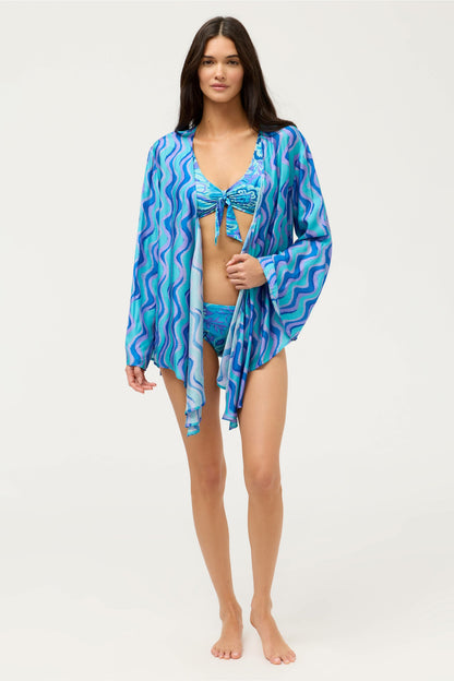 MULLA WAVE OPEN FRONT SHIRTIGAN - Johnny Was Featured