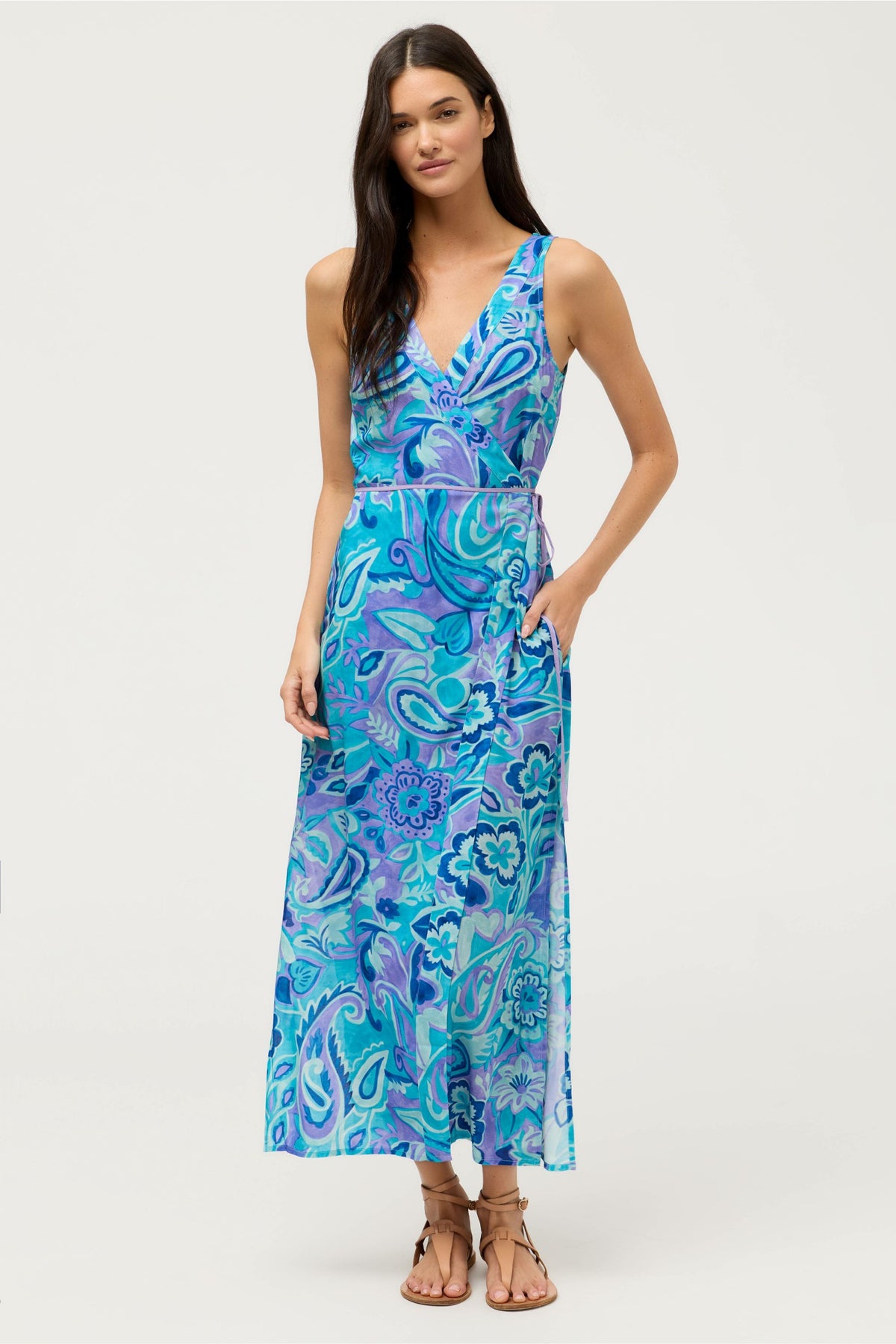 MULLA SLEEVELESS WRAP DRESS - Johnny Was Trending