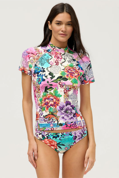 ROSEUM SHORT SLEEVE SURF SHIRT - Johnny Was Signature