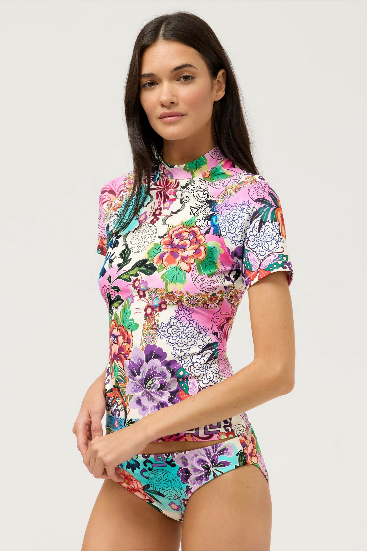 ROSEUM SHORT SLEEVE SURF SHIRT - Johnny Was Signature