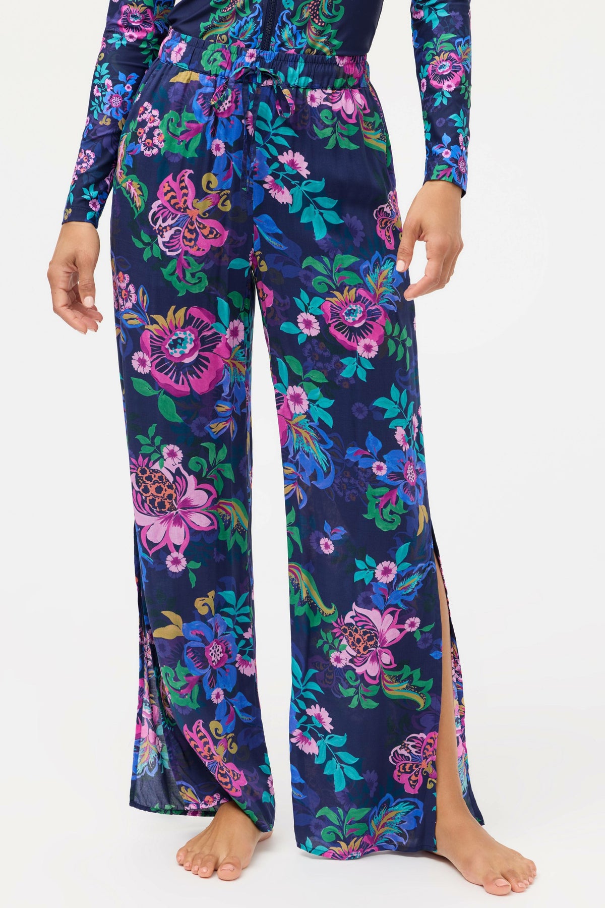 NAVY MELIA SPLIT PANT - Johnny Was Trending