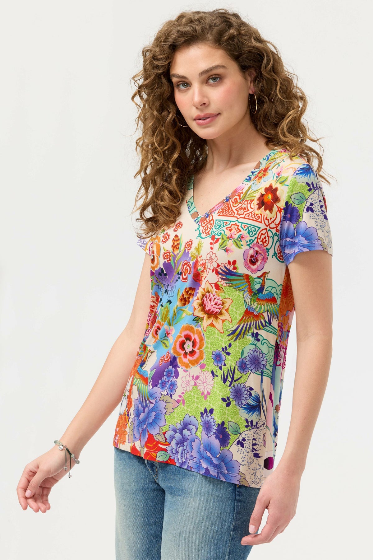 The Janie Favorite Short Sleeve V-Neck Tee - Johnny Was Recommended