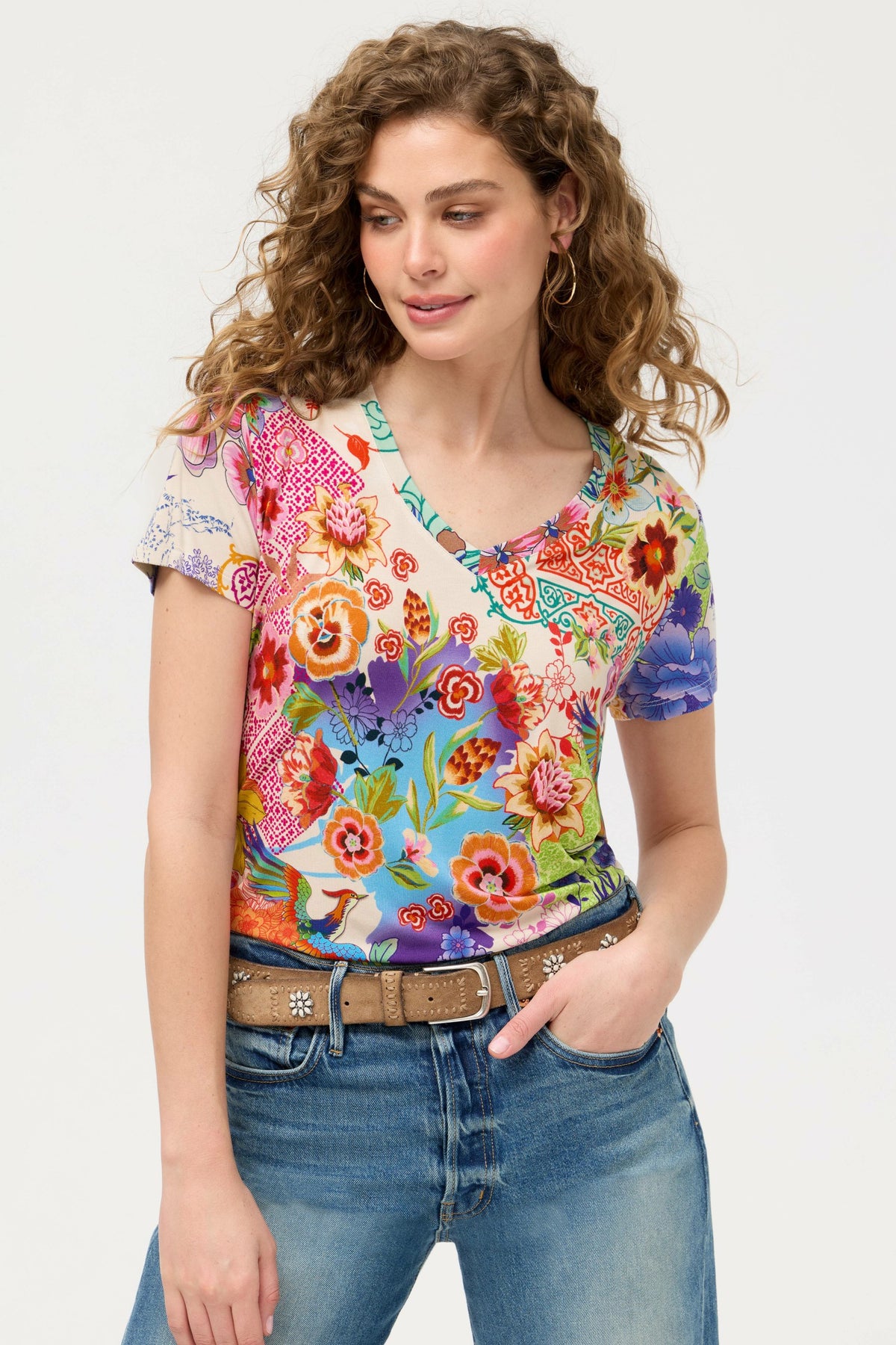 The Janie Favorite Short Sleeve V-Neck Tee - Johnny Was Recommended