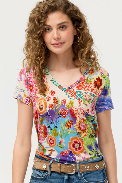 The Janie Favorite Short Sleeve V-Neck Tee - Johnny Was Recommended